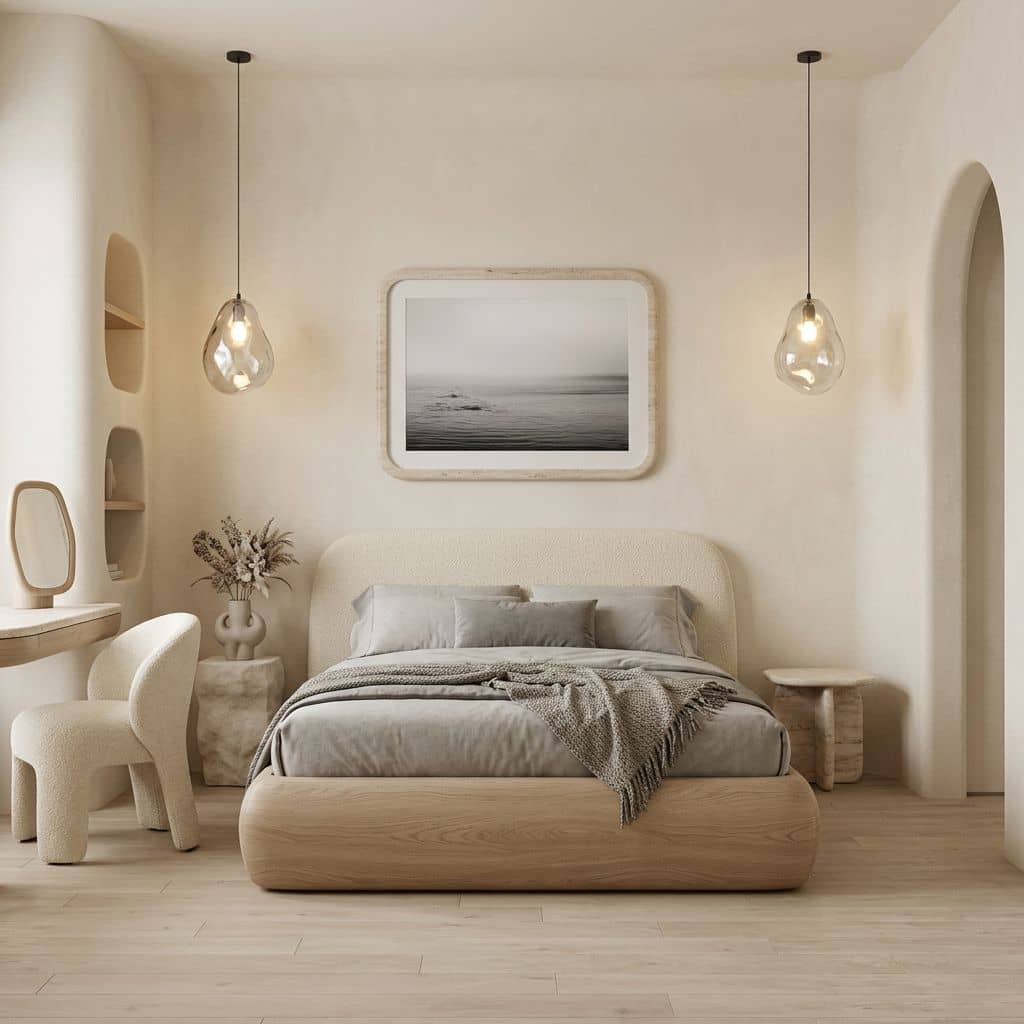 Curved Modern AI room design style