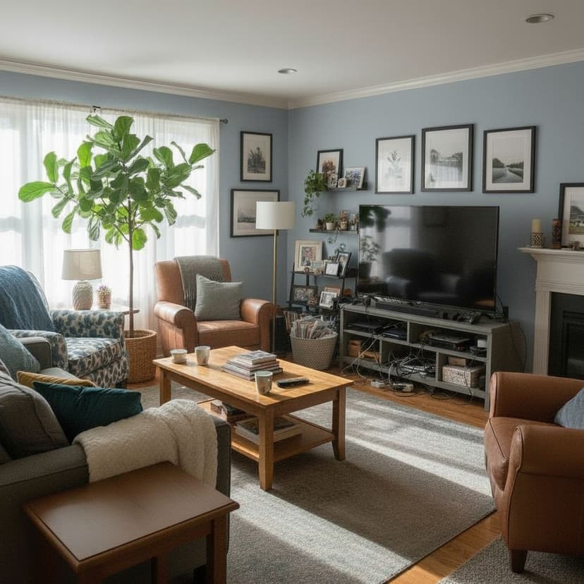 After: 1980s Living Room Gets Modern AI Room Design