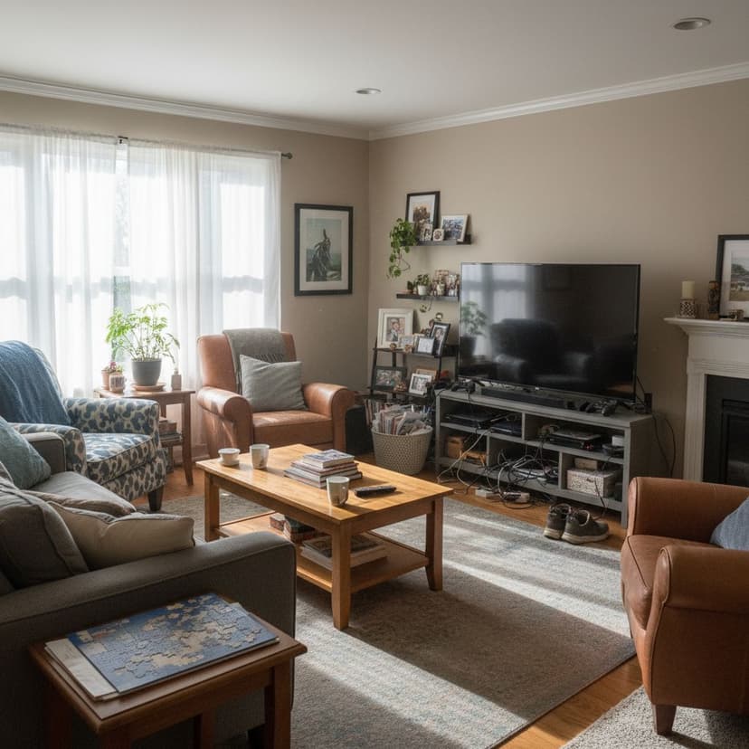 Before: 1980s Living Room Gets Modern AI Room Design