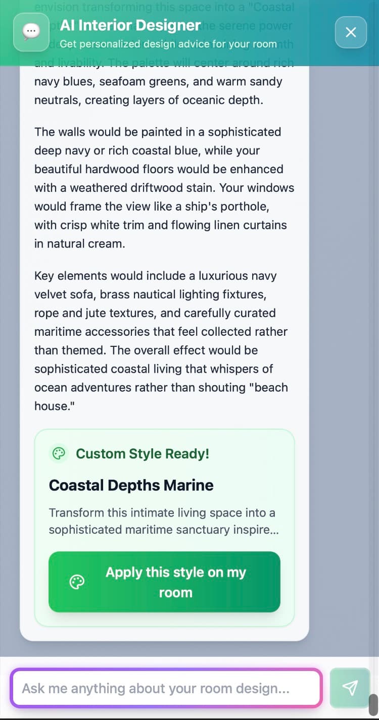 AI Interior Design Chatbot - AI Interior Design Feature