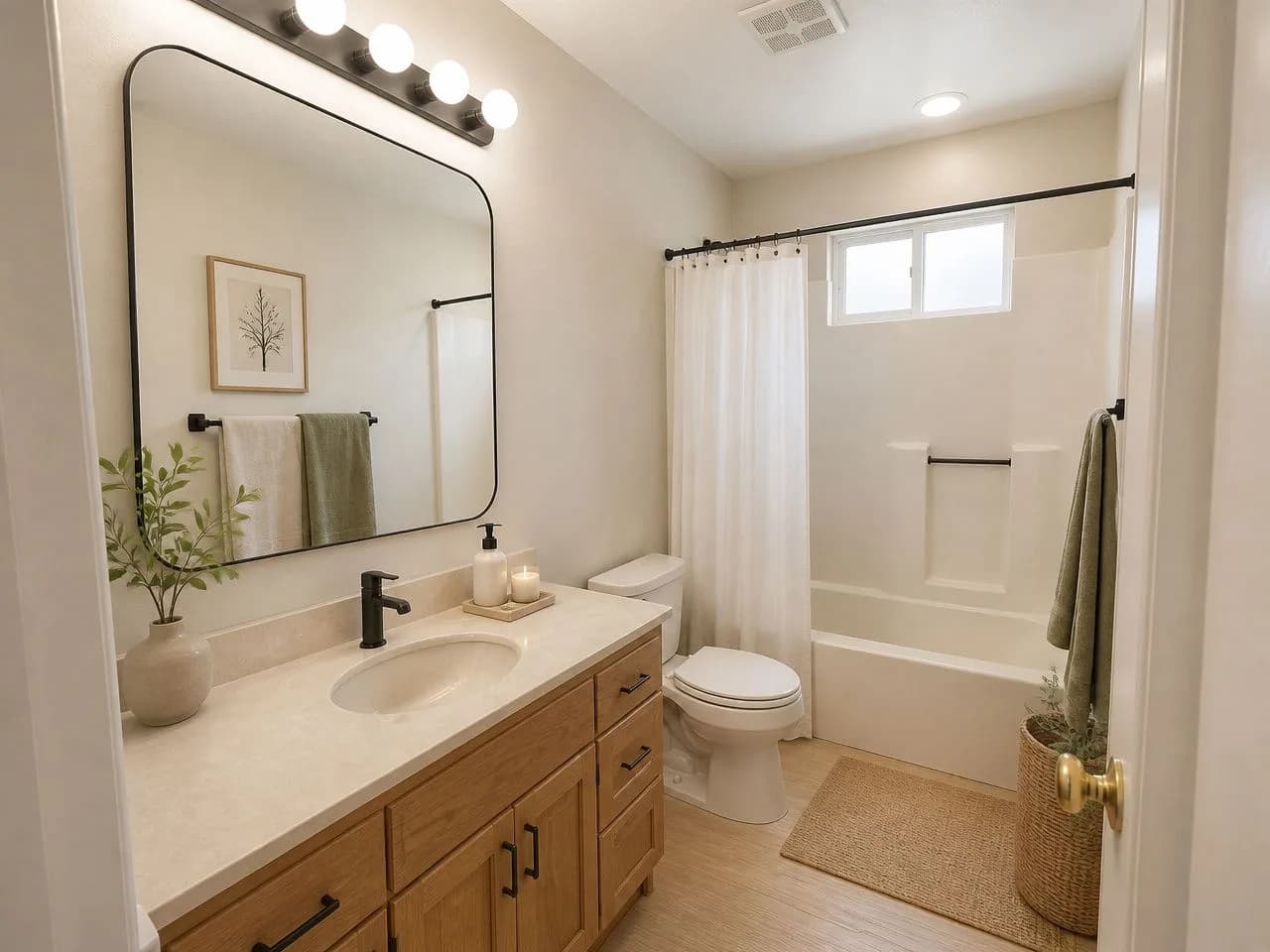 The 1990s bathroom redesigned in Japandi style