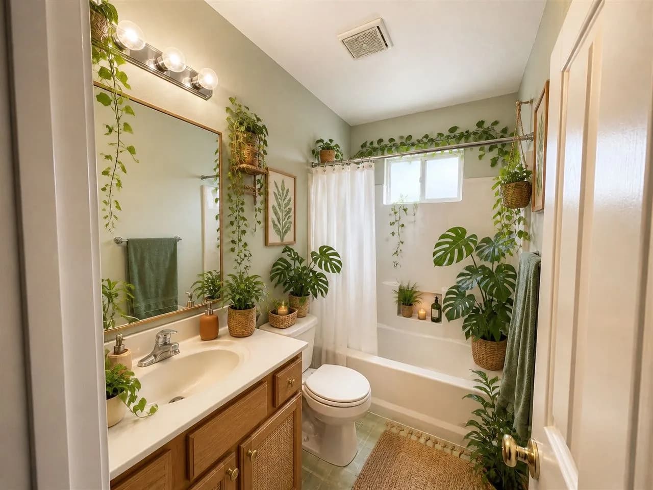 The same bathroom redesigned in the free Botanical Greenhouse style
