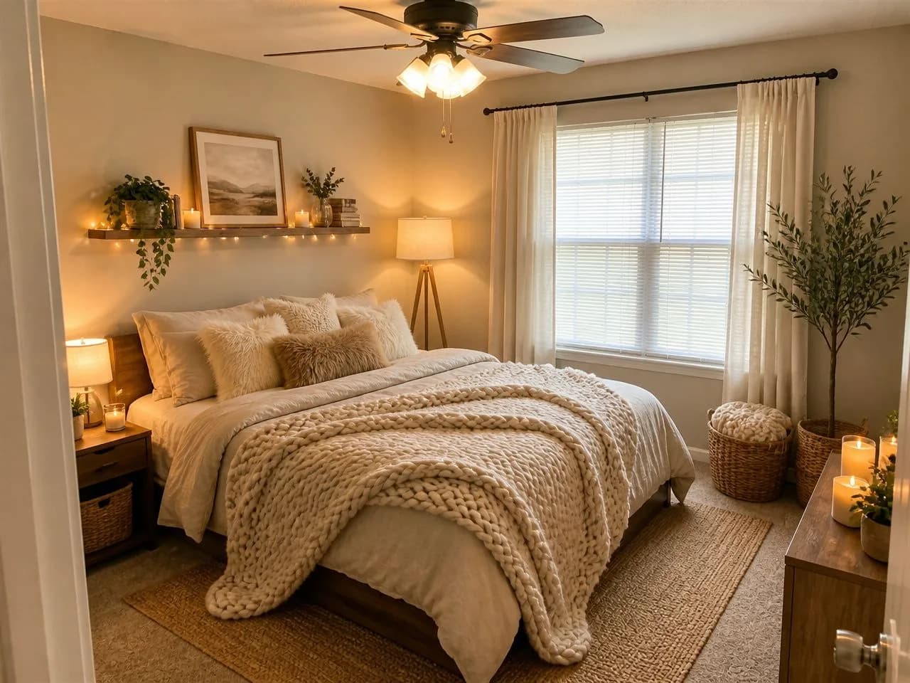 The same bedroom redesigned in the free Hygge Haven style
