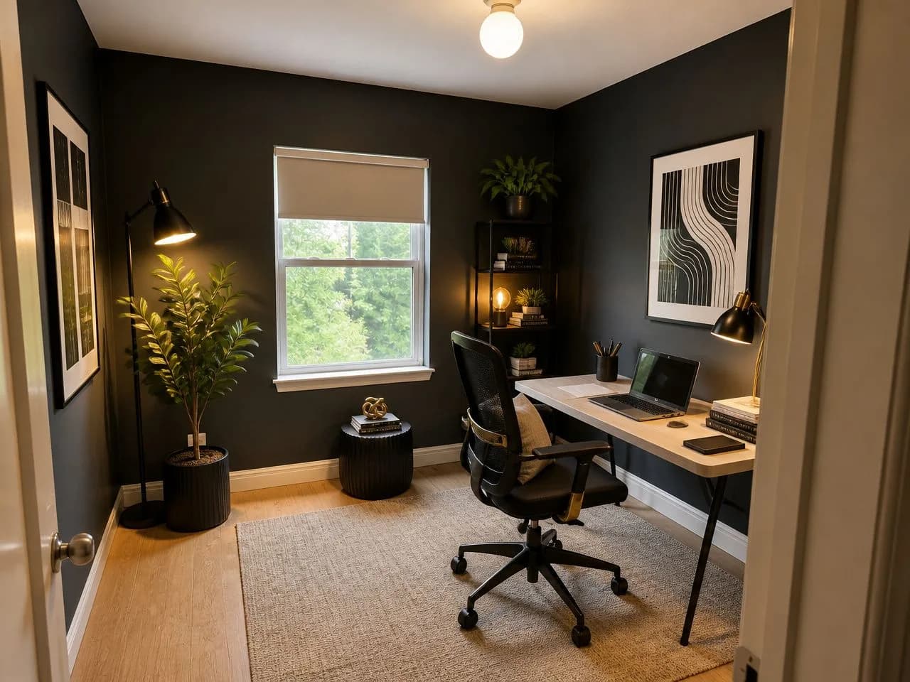 The same home office redesigned in the free Modern Studio style
