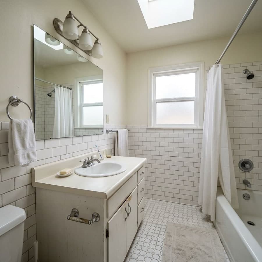 Bathroom before room AI redesign