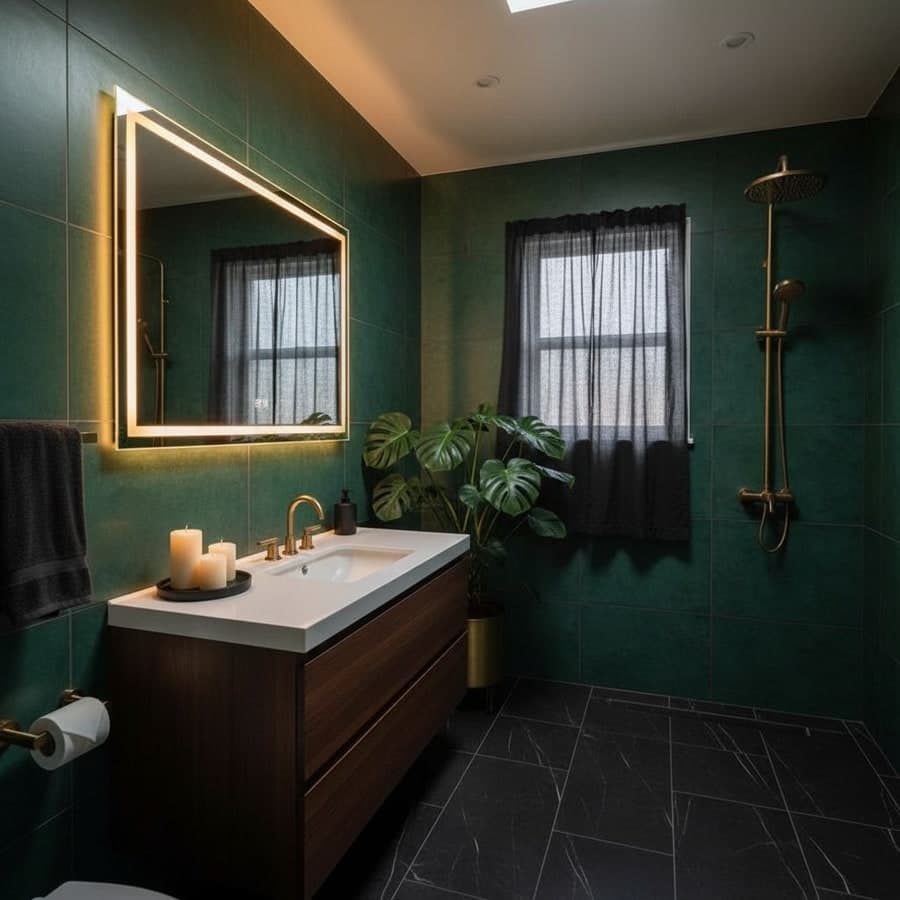 Dark Drama interior design style — available for AI bathroom redesign