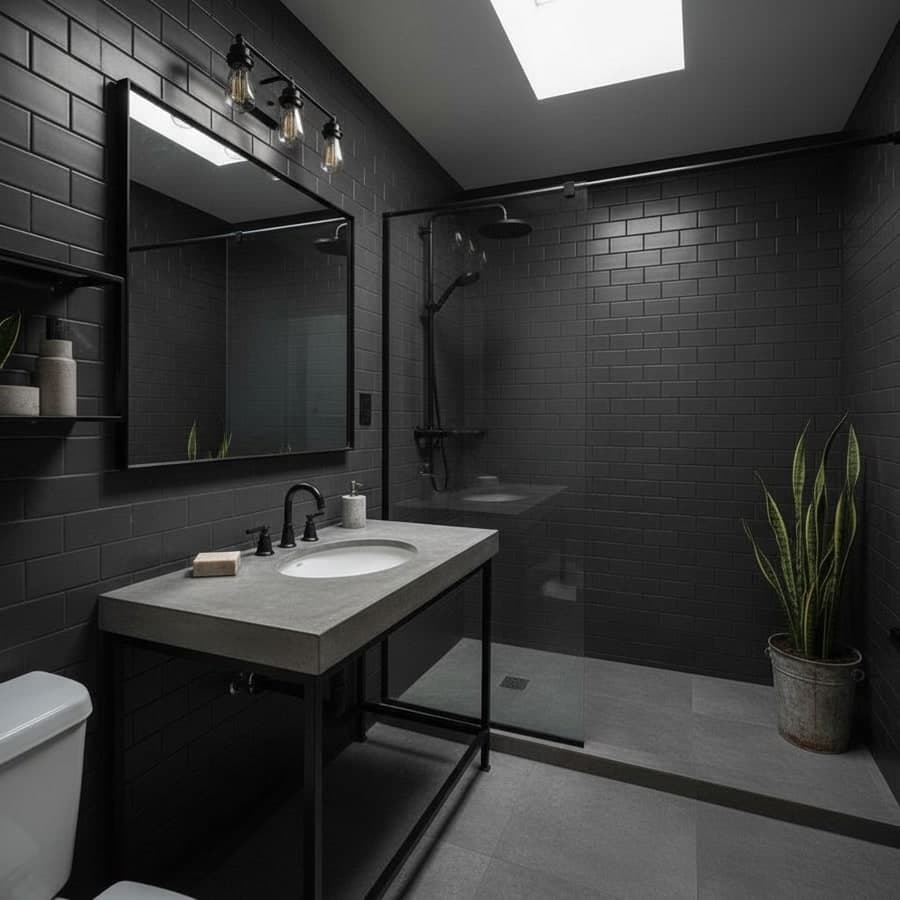 Industrial interior design style — available for AI bathroom redesign