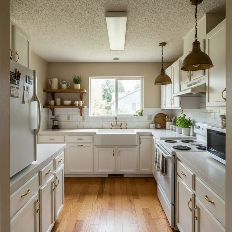 Kitchen modern farmhouse room AI redesign by Decoratly