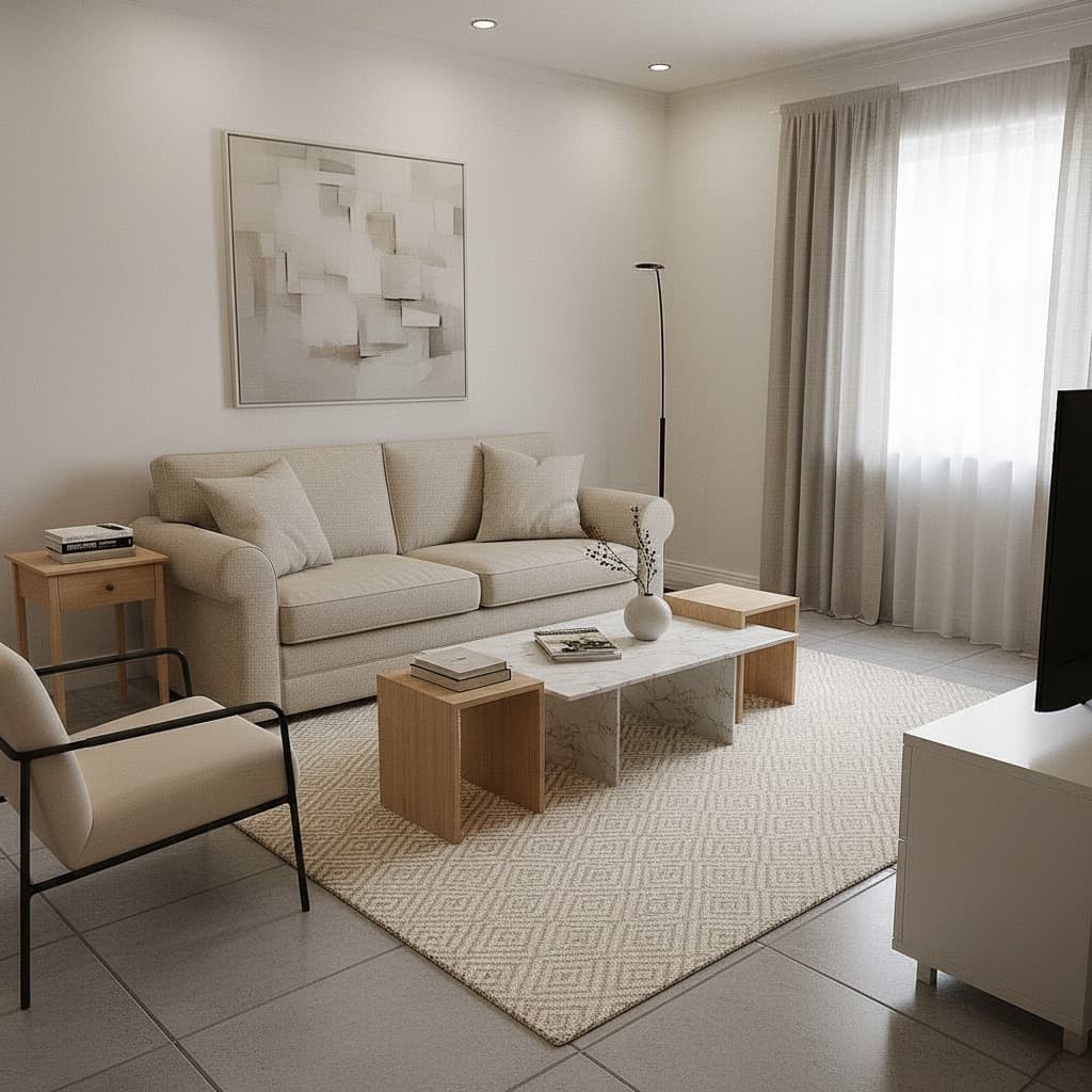 After Living Room visualization - Modern Minimalist