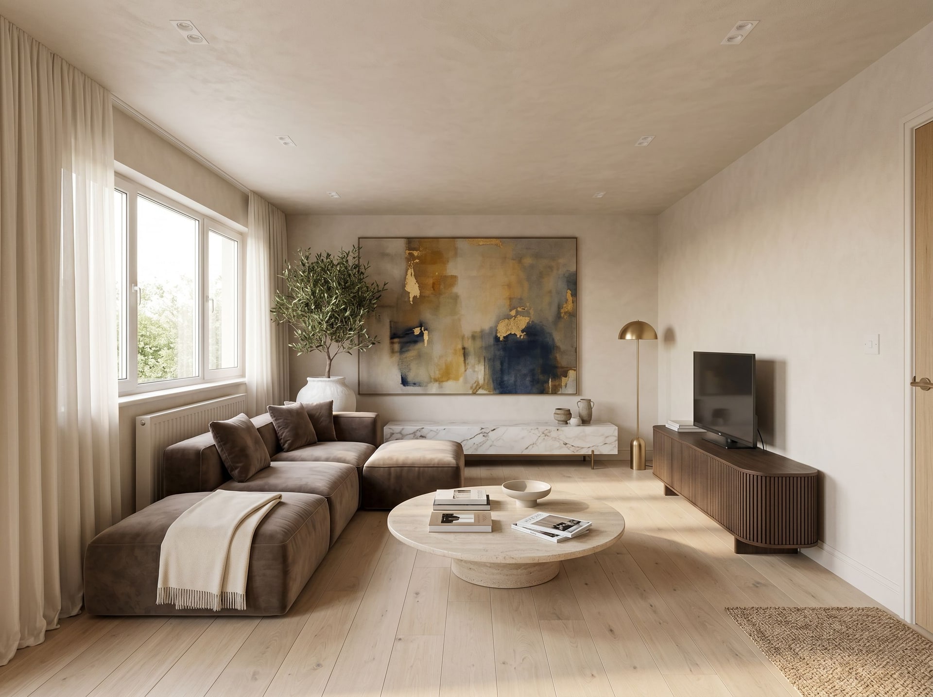 Living room after free AI room design, Modern Luxury transformation