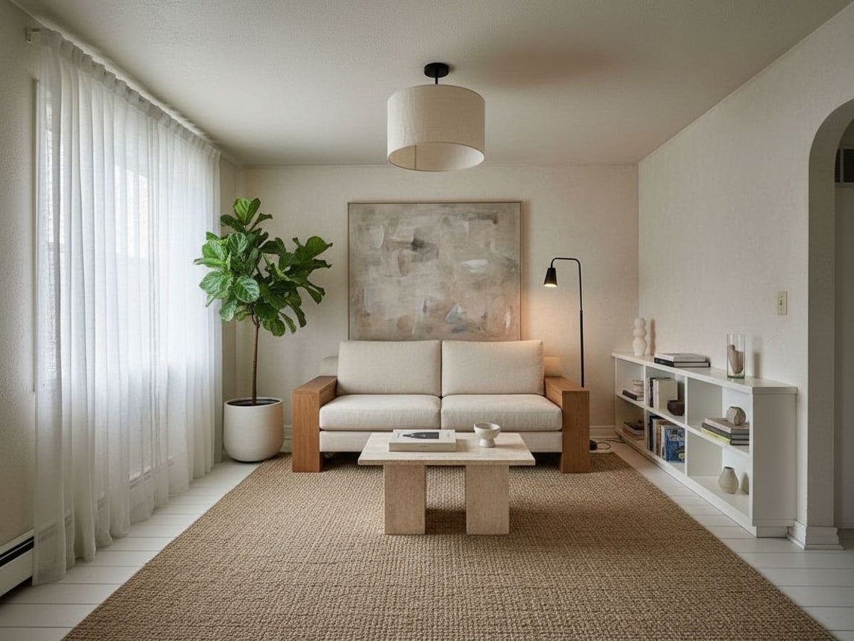 Living room after free AI room design — Modern Minimalist transformation