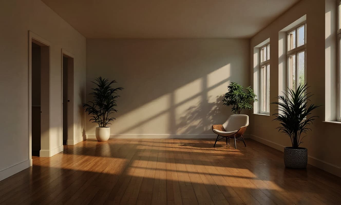 The same room re-lit for the evening by the AI edit tools