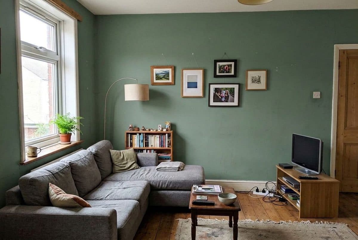 room sage green an AI redesign