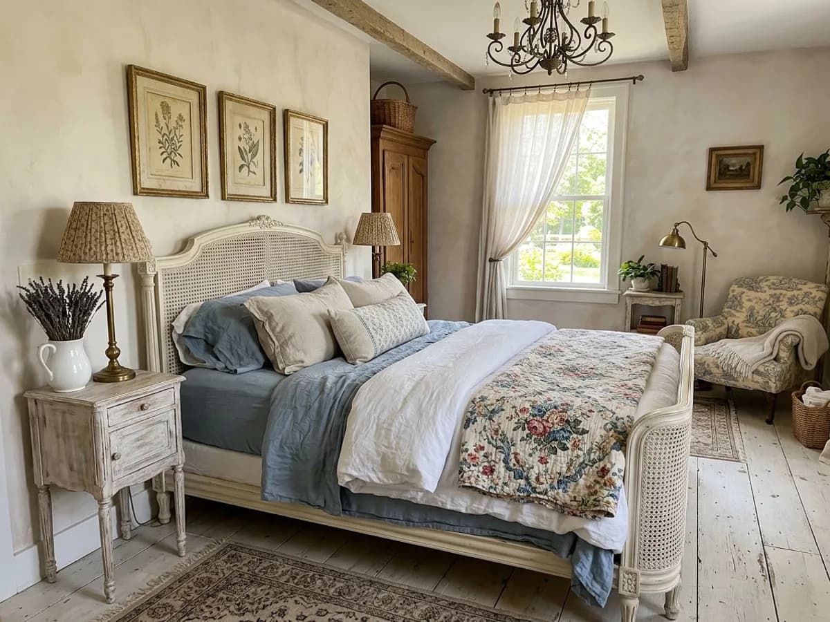 AI bedroom design example in French Country style