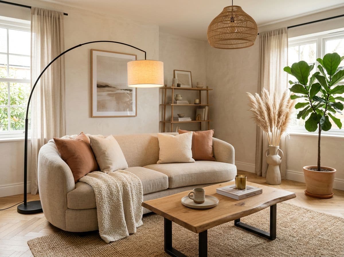 Pinterest inspiration — warm Japandi living room aesthetic
