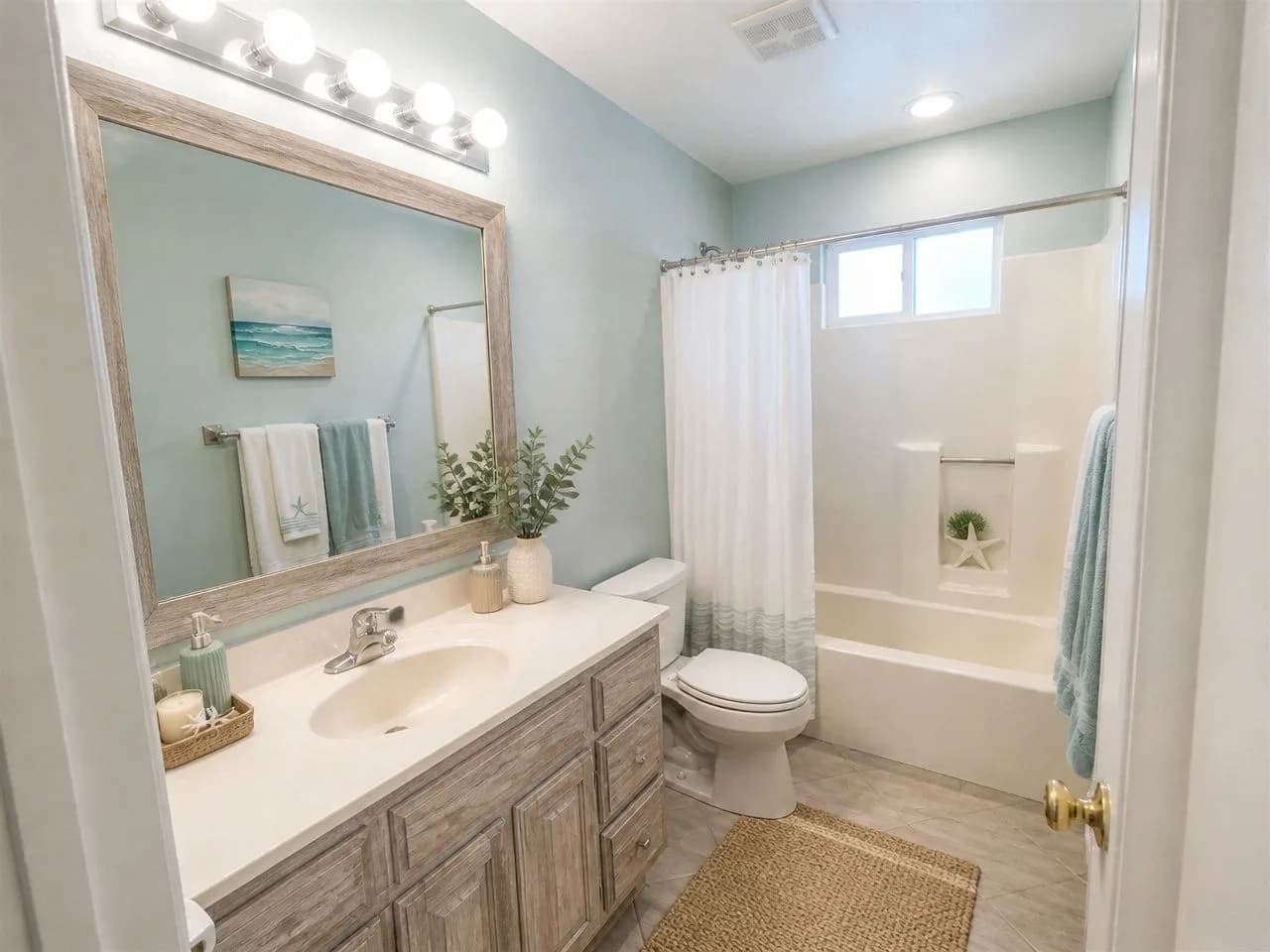 The 1990s bathroom redesigned in Coastal style