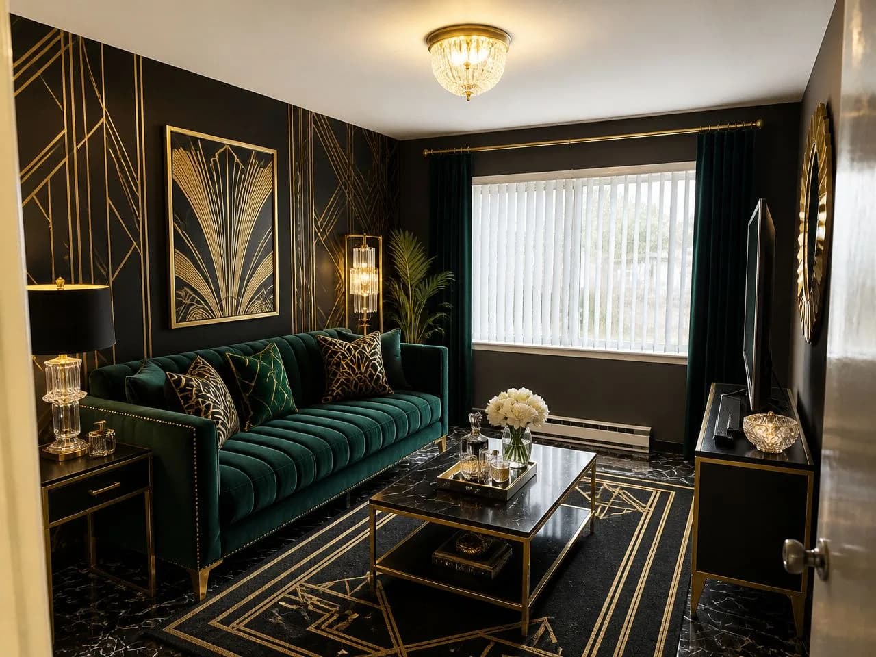 A living room in Art Deco style