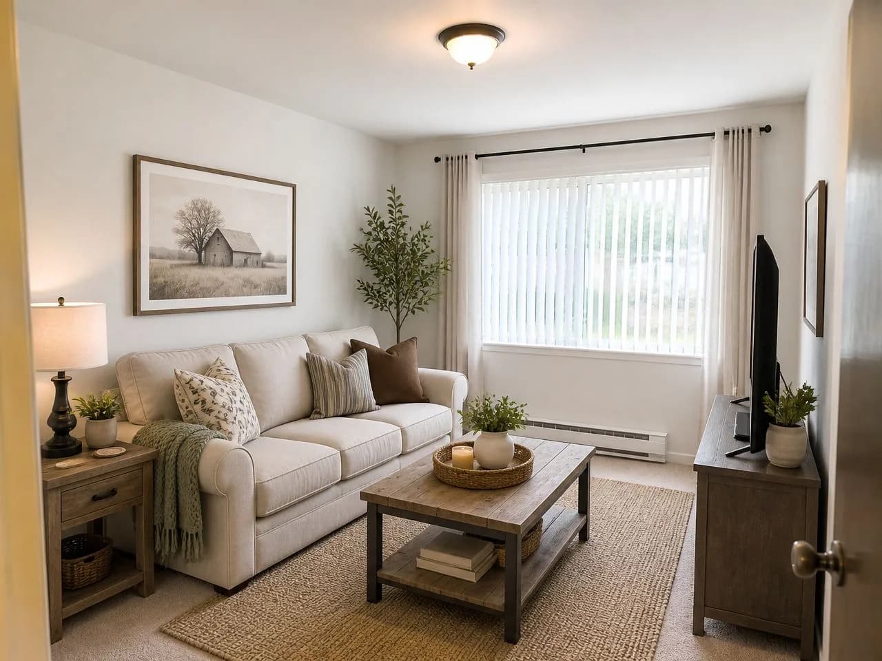 A living room in Modern Farmhouse style