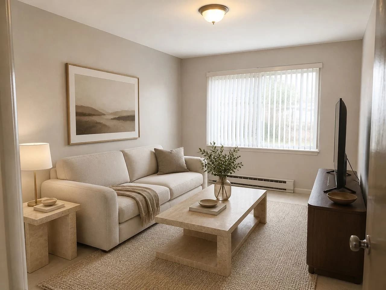 A living room in Quiet Luxury style