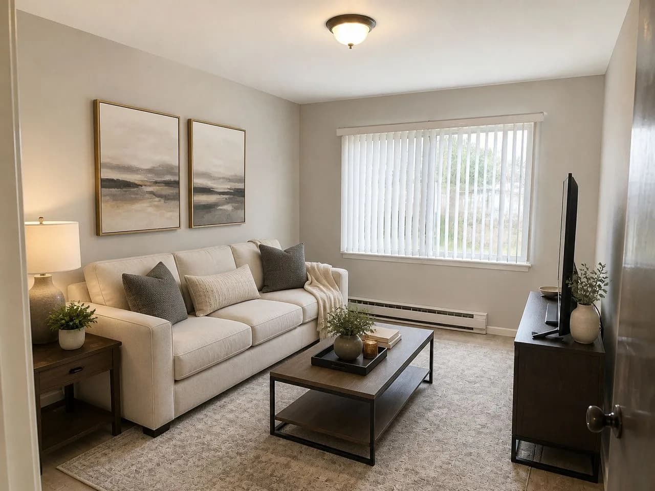 A living room in Transitional style
