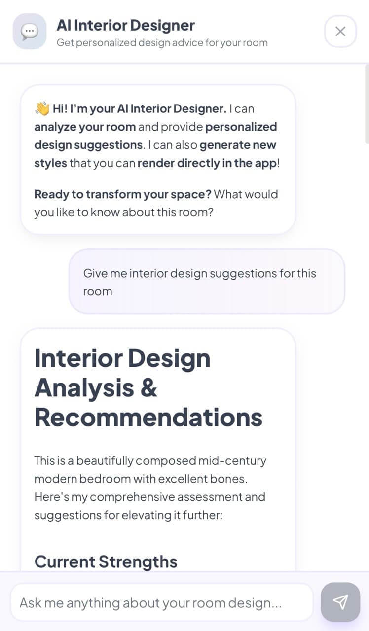 Decoratly AI design chat - AI interior designer that creates custom styles
