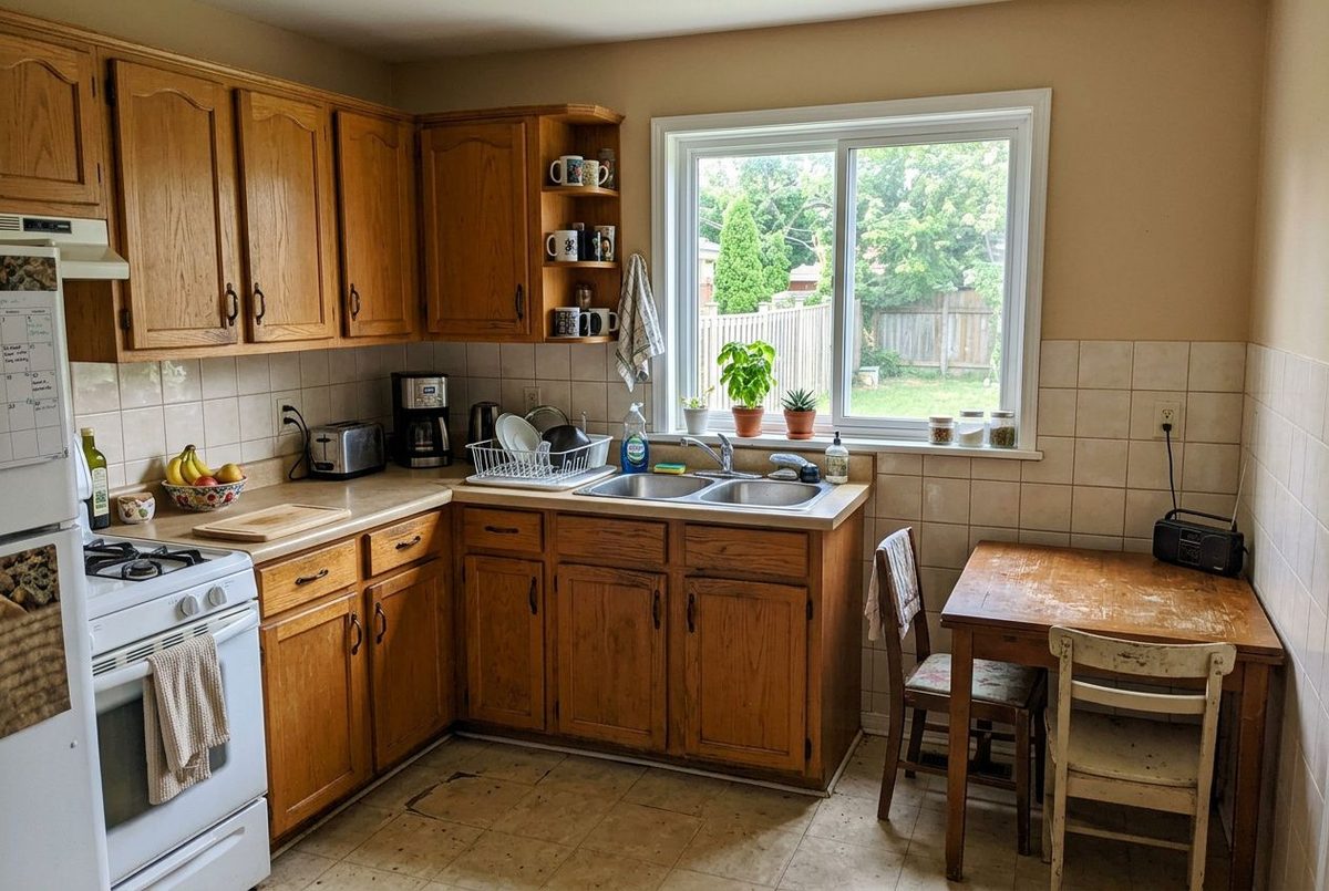Kitchen before Japandi AI redesign