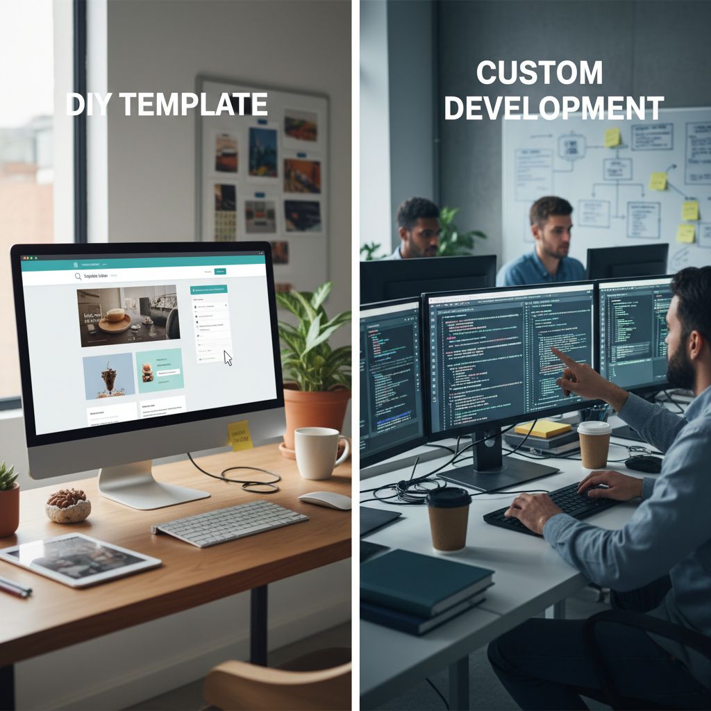 Comparison of DIY website builders versus professional web development agencies