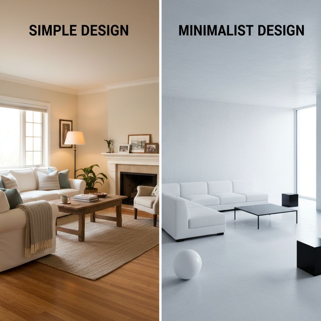 Comparison of simple, minimalist, and basic interior design styles