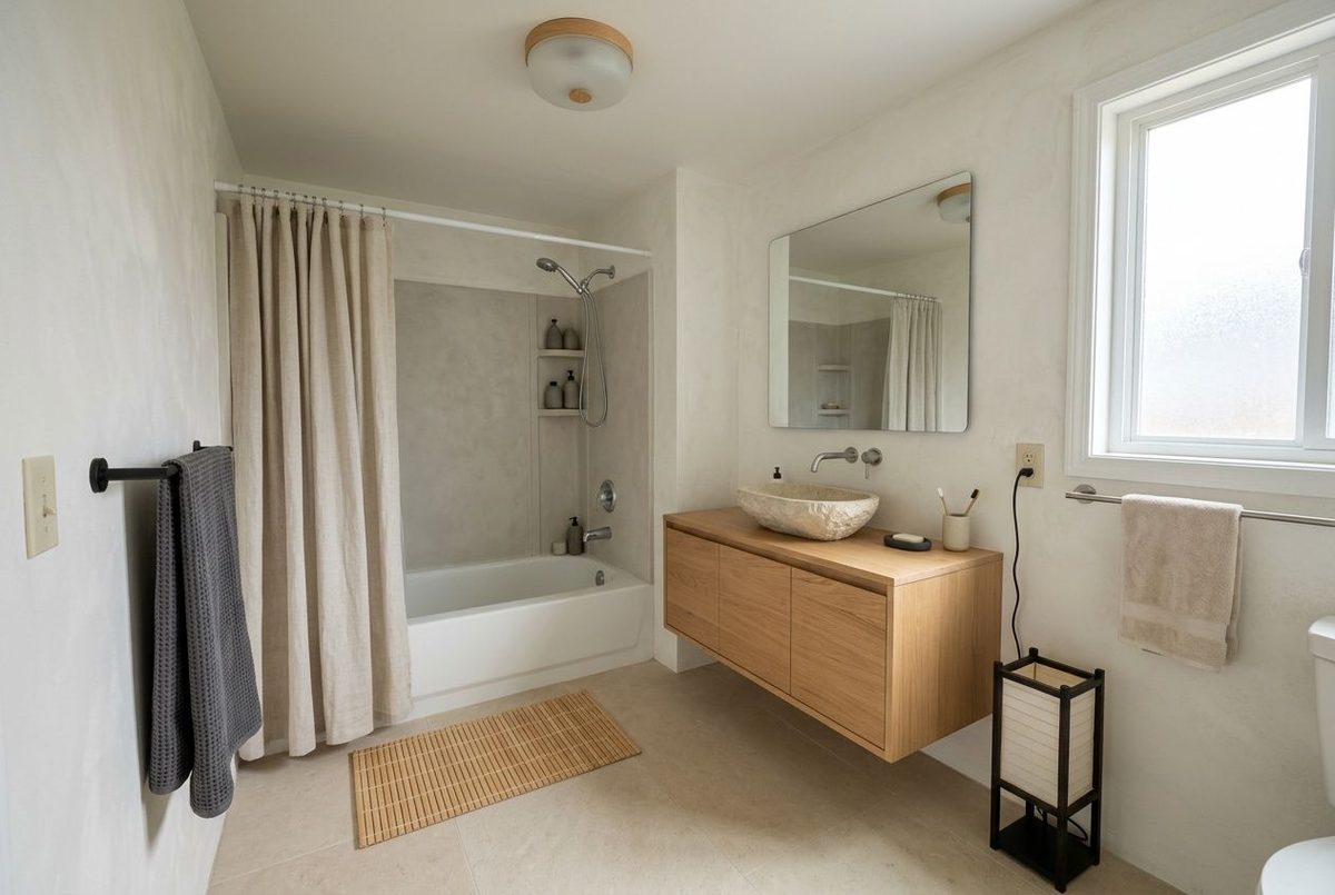 Bathroom after Japandi AI redesign