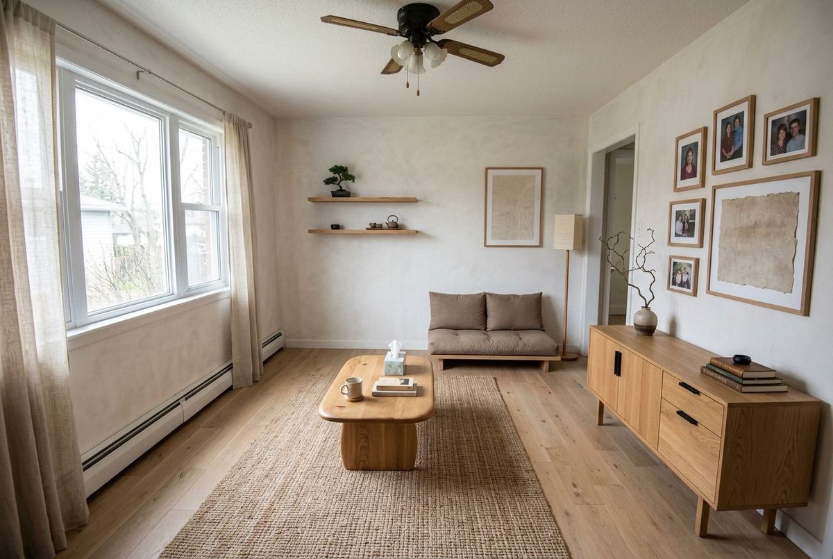 Living room after Japandi AI redesign